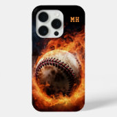 Coques Case-Mate iPhone Baseball Monogramme sur mesure en feu (Verso)