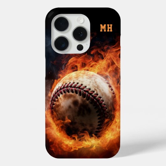 Coques Case-Mate iPhone Baseball Monogramme sur mesure en feu (Verso)