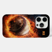 Coques Case-Mate iPhone Baseball Monogramme sur mesure en feu (Verso (horizontal))