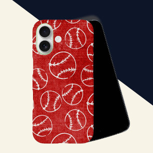 Coques iPhone 16 Baseball Rouge Croché