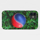 Coques Case-Mate iPhone Baseball Rouge et Bleu avec Stitch Blanc (Dos (Horizontal))