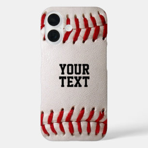 Coques iPhone 16 Baseball Softball Couture de Texte Personnalisé
