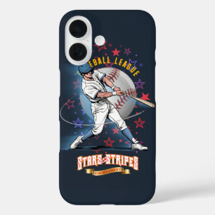 Coques iPhone 16 Baseball Stars & Stripes (Mode sombre)