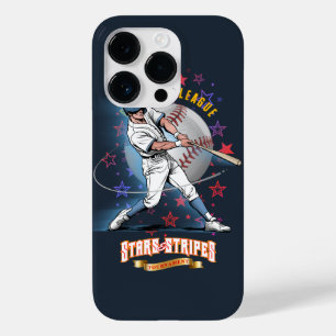 Coque Pour iPhone 14 Pro Baseball Stars & Stripes (Mode sombre)  