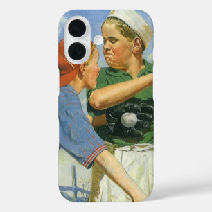 Coques iPhone 16 Baseball Vintage, Enfants, Garçons Jouant aux Spor