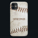 Case-Mate iPhone Case Baseball vintage Personnalisé<br><div class="desc">Une photo d'un baseball vintage usé fournit l'arrière - plan pour ce coque iphone personnalisé. Ajoutez votre nom dans la police grunge sans serif en mauvais état à l'ombre de brun rougeâtre qui correspond à la couture. Idéal pour les amateurs de baseball ou de sport sur votre liste de cadeaux....</div>