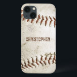 Case-Mate iPhone Case Baseball vintage Personnalisé<br><div class="desc">Une photo d'un baseball vintage usé fournit l'arrière - plan pour ce coque iphone personnalisé. Ajoutez votre nom dans la police grunge sans serif en mauvais état à l'ombre de brun rougeâtre qui correspond à la couture. Idéal pour les amateurs de baseball ou de sport sur votre liste de cadeaux....</div>