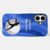 Coques Case-Mate iPhone Baseball with Player and Ball personalize (Verso (horizontal))