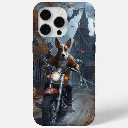 Coques Case-Mate iPhone Basenji équitation moto Halloween effrayant (Verso)