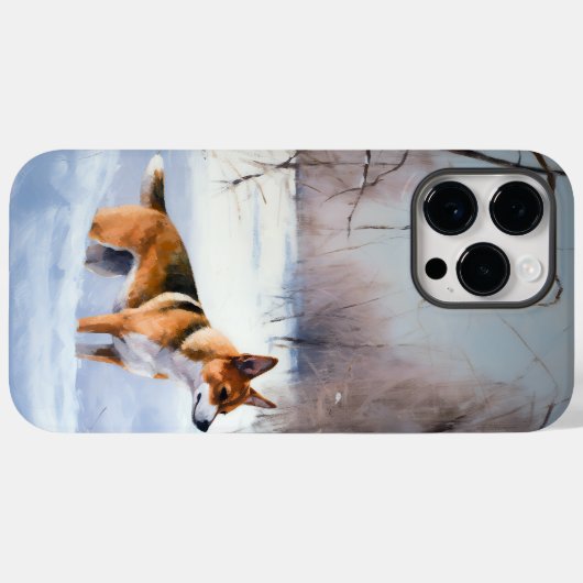 Coques Case-Mate iPhone Basenji Laisser neiger Noël (Verso (horizontal))