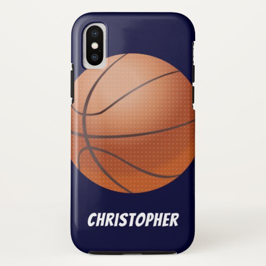 Coques Case-Mate iPhone Basket-ball, Bleu, Nom personnalisé (Dos)
