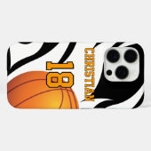 Coques Case-Mate iPhone Basket-ball flamboyant noir et blanc (Verso (horizontal))