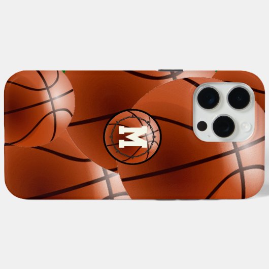 Coques Case-Mate iPhone Basket-ball monogram (Verso (horizontal))