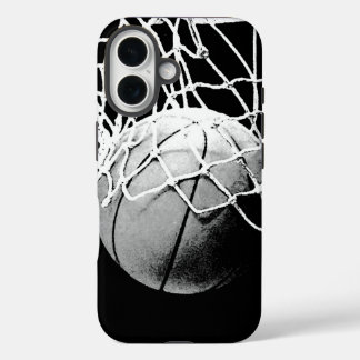 Coques iPhone 16 Basket-ball noir blanc