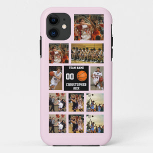 Case-Mate iPhone Case Basket-ball personnalisé 11 Photo Collage rose