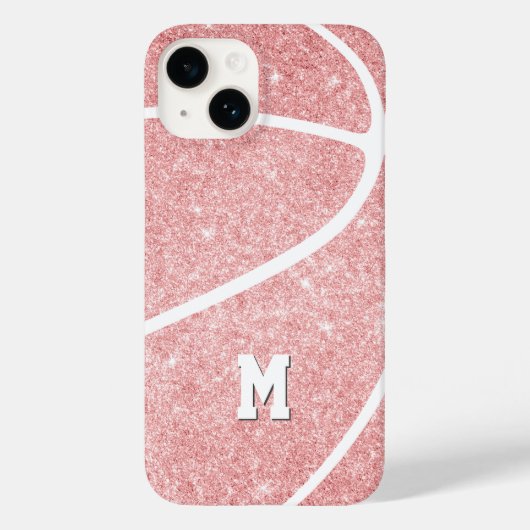 Coques Case-Mate iPhone basket-ball rose monogrammé pour fille (Verso)