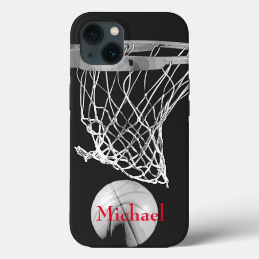 Coques Case-Mate iPhone Basket-ball Votre nom Black White Red (Verso)