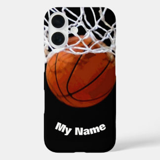 Coques iPhone 16 Basket-ball Votre nom Personnalisé