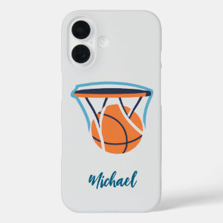 Coques iPhone 16 Basket-ball Votre nom personnel
