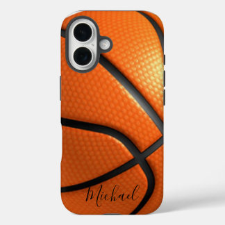 Coques iPhone 16 Basketball Ajouter Votre Nom Personnalisable