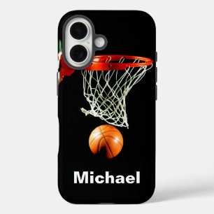 Coques iPhone 16 Basketball Remplacez par votre nom