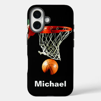 Coques iPhone 16 Basketball Remplacez par votre nom
