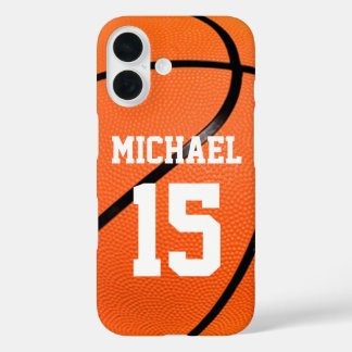 Coques iPhone 16 Basketball Votre nom Personnalisable
