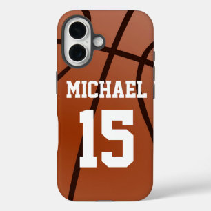 Coques iPhone 16 Basketball Votre nom Personnalisable