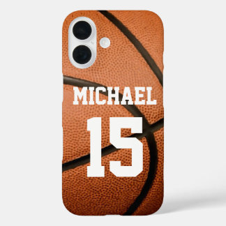 Coques iPhone 16 Basketball Votre nom Personnalisable