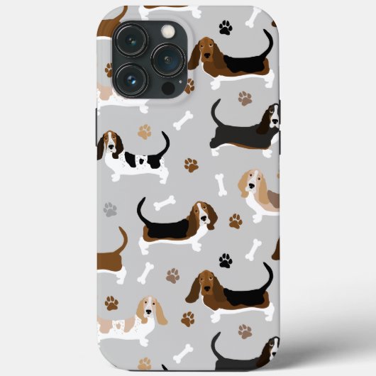 Coques Case-Mate iPhone Basset Hound Chig Bones and Paws (Verso)