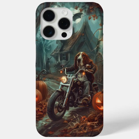 Coques Case-Mate iPhone Basset Hound équitation moto Halloween effrayant (Verso)
