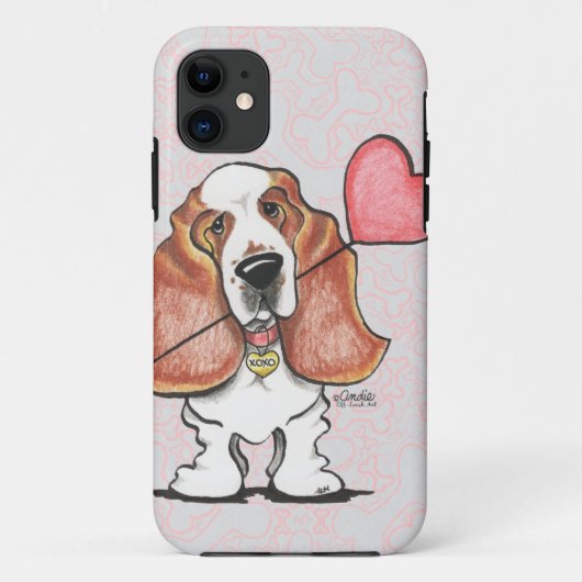 Coques Case-Mate iPhone Basset Hound Heart Balloon (Dos)