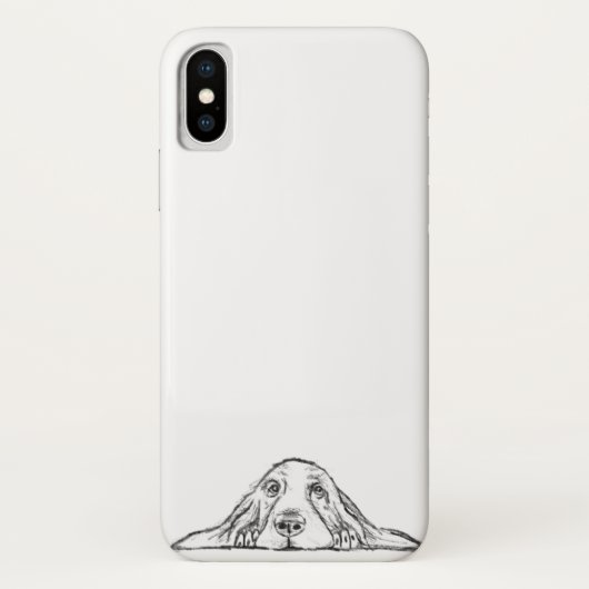 Coques Case-Mate iPhone basset hound noir blanc yeux de chiot simple (Dos)