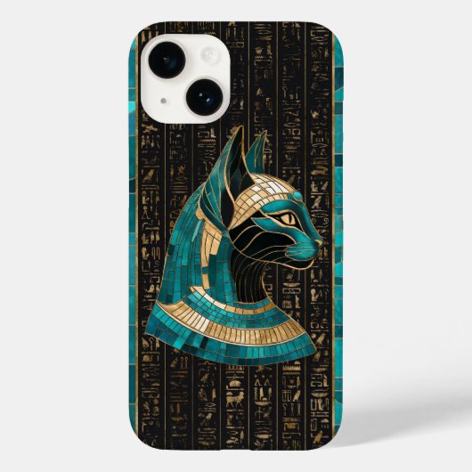 Coques Case-Mate iPhone Bastet, déesse chatte égyptienne - Art mosaïque (Verso)