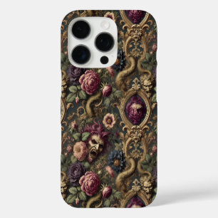 Coques iPhone 16 Pro Batailles et fleurs baroques - Design floral gothi