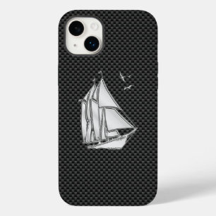 Coque Pour iPhone 14 Plus Bateau à voile Silver Regatta sur Décor en fibre d