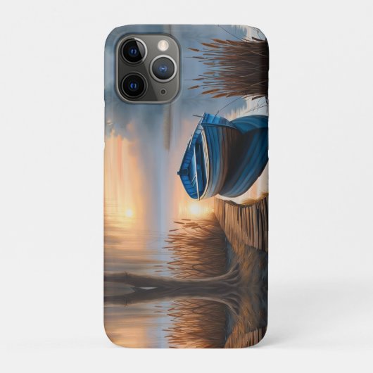 Coques Case-Mate iPhone Bateau bleu rustique Matin Sky réflexion (Dos)