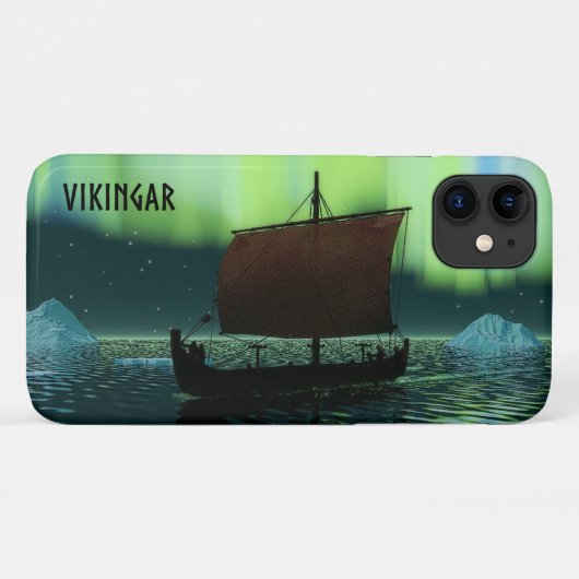 Coques Case-Mate iPhone Bateau Viking Sous Lumière Du Nord (Dos (Horizontal))
