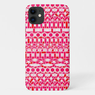Coques Pour iPhone Batik tribal - rouge profond, marron et blanc