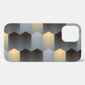 Coques Case-Mate iPhone Bâtiments géométriques argentés, motif abstrait. (Verso (horizontal))