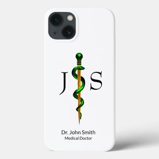 Coques Case-Mate iPhone Bâton de plantes vertes en or d'Asclepius Médicale (Verso)