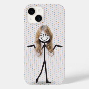Coque Pour iPhone 14 Bâton Figure Girl avec cheveux et lunettes