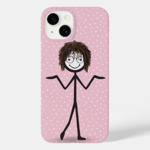 Coque Pour iPhone 14 Bâton Figure Girl avec cheveux et lunettes