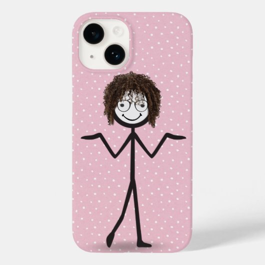 Coques Case-Mate iPhone Bâton Figure Girl avec cheveux et lunettes (Verso)