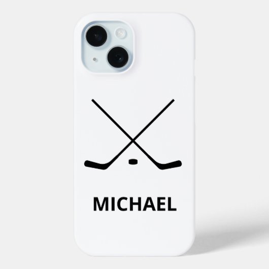Coques Case-Mate iPhone Bâtons de hockey noir et blanc personnalisées (Verso)
