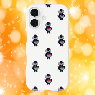 Coques iPhone 16 Batteur de fanfare Chat Navy Blue Rouge Motif