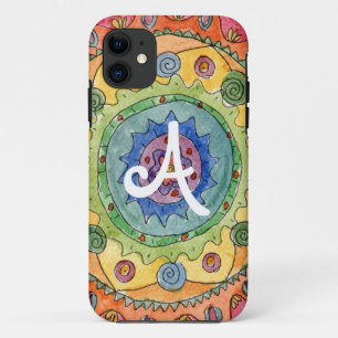 Case-Mate iPhone Case "Be Colorée" Rainbow Mandala avec White Initial