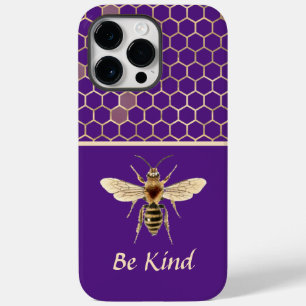 Coque Pour Pour iPhone 14 Pro Max Be Kind Bee and Honeycomb on Purple