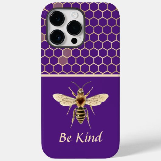 Coques Case-Mate iPhone Be Kind Bee and Honeycomb on Purple (Verso)