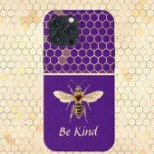 Coques Case-Mate iPhone Be Kind Bee and Honeycomb on Purple